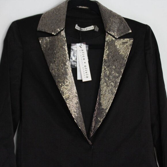 Alice + Olivia Eve Embellished Lapel Blazer Size Xtra Small - Picture 5 of 16